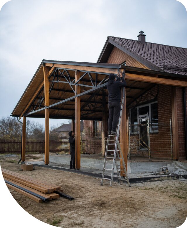 Пристройка навеса к дому и участку в Подольске под ключ